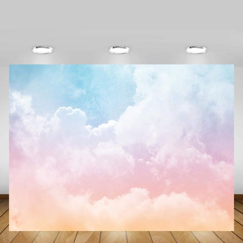 MEHOFOND MEHOFOTO Colorful Cloud Pastel Rainbow Photo Studio Backdrop Portrait Props Kids Birthday Party Decorations Baby Shower Photography Background Banner for Cake Table Supplies 7x5ft - Image 4